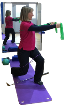 Female golfer practicing golf pilates